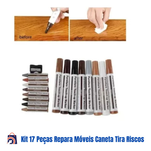 Kit 17 Peças Repara Móveis Caneta Tira Risco C Preenchimento