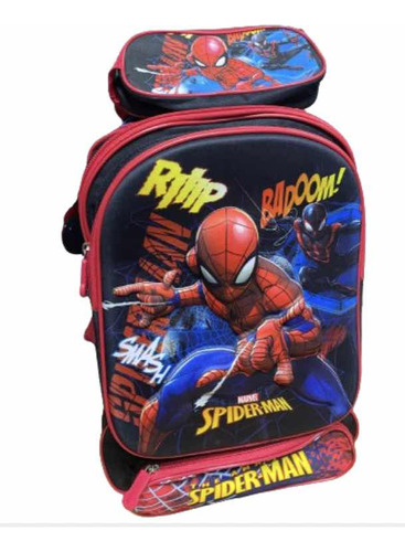 Mochila  Niño Spaiderman Con Rueda Relieve Impermeables