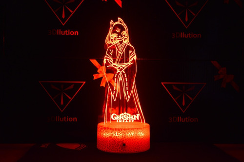 Lampara Mesa 3d Miko Kizari Genshin Impact Base Agrietada