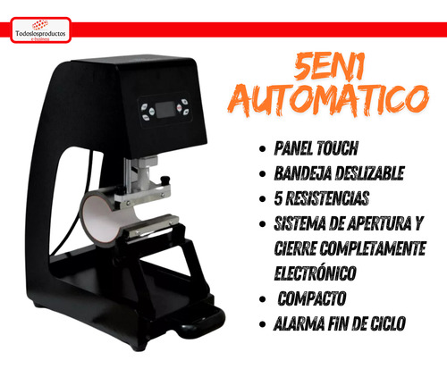 Kit Combo 5 En 1 Tlp Automático Para Sublimar Tazas Botellas