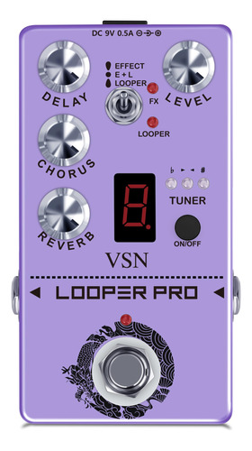 Vsn Delay Tuner Chorus Reverb Looper Guitarra Digital Pedal.