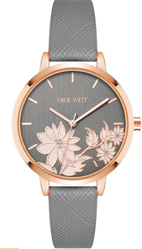 Reloj Nine West Dama Original De Moda Elegante Color De La Correa Gris