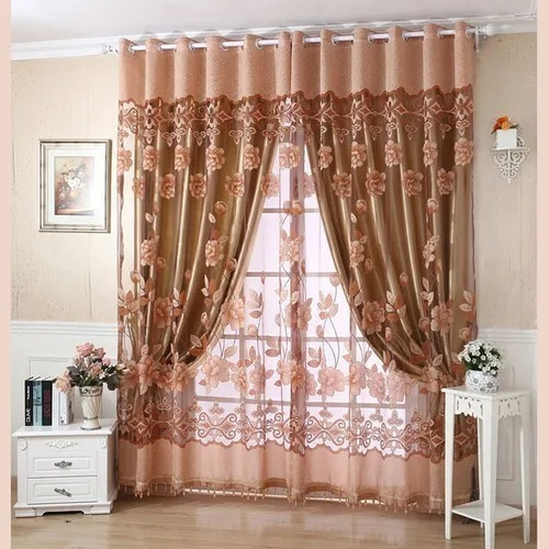 Cortina Elegante De Lujo Con Patrón Floral 100 *250 Cm 2pcs