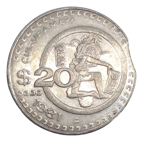 Moneda 20 Pesos Cultura Maya Años 80´s Error De Acuñacion