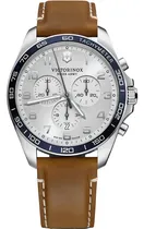 Comprar Reloj Victorinox Fieldforce Swiss Army 241900 para hombre, correa de color beige, color de bisel, azul oscuro, color de fondo plateado