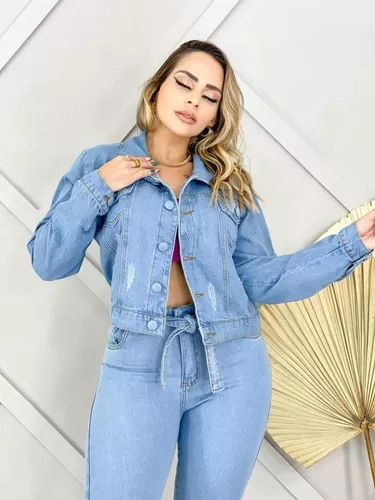 Jaqueta Jeans Feminina Curta Da Moda Botão Encapado