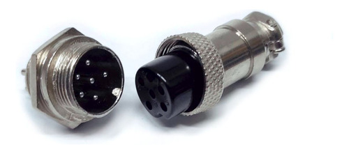 Conector De Aviacion Aviador 6 Pines Gx16 Par Macho Y Hembra