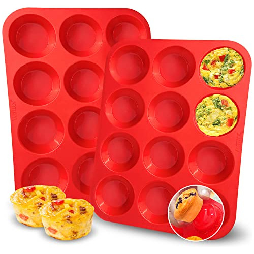 Silicone Muffin Pan Set - 12 Cups Regular Silicone Cupc...