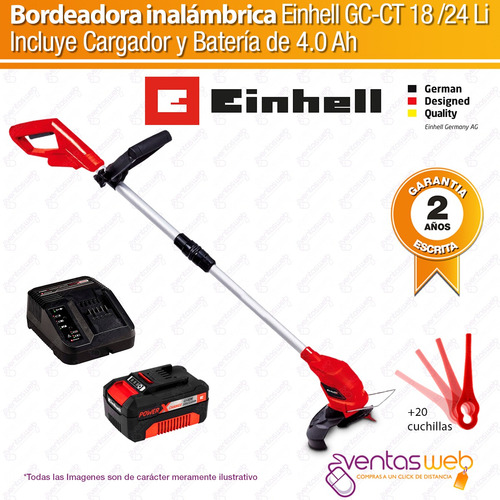 Imagen 2 de 6 de Bordeadora Inalambrica 18v Einhell Gc-ct 18/24 Bateria 4 Amp