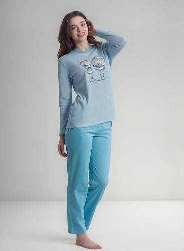 Pijama Mujer Monamour 551 Algodón Top Listado Y Local Print