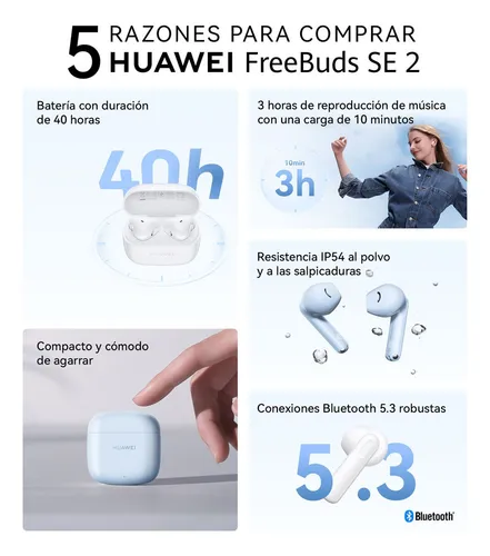 Audifonos Huawei Freebuds Se 2 blanco 40h De Música Continua