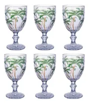 Comprar Jogo De 6 Taças Para Água Vinho 300ml Palm Tree Ke Home Cor Transparente com detalhes verde
