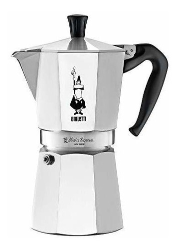 Bialetti 6801 Moka Stovertop Cafetera, 9 Tazas, Plata