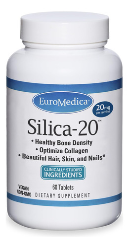 Euromedica Silica-20, 60 Tabletas  Optimiza El Colageno, Ap