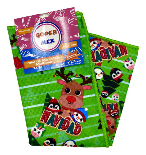 50 Trapo Paño Microfibra Navideño Cocina Multiusos
