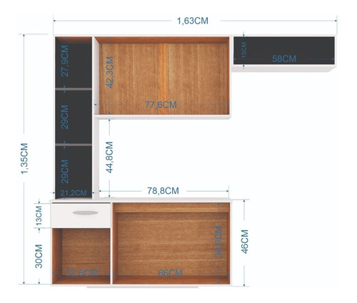 Imagen 3 de 3 de Cocina Superior 5 Puertas Compacto Isis Negro Blanco