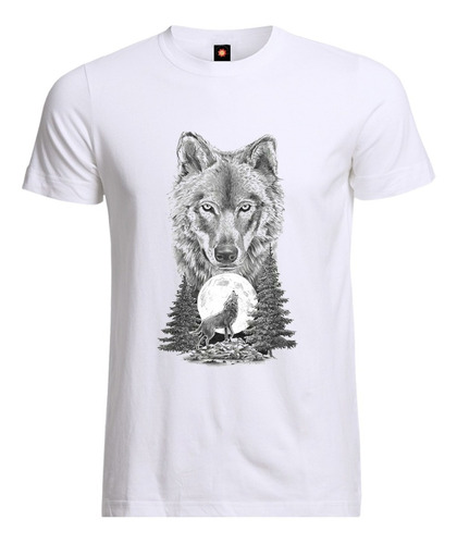 Remera Estampada Varios Diseños La Luna Llena Y El Lobo