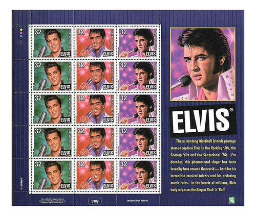 1997 Música- Elvis Presley- Isla De Marshall (bloque) Mint