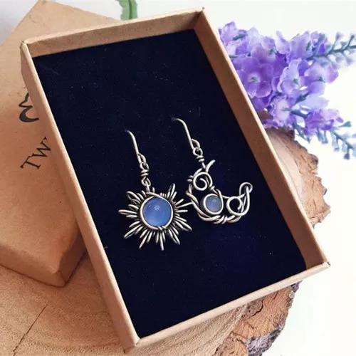 Pendientes Colgantes En Forma De Luna De Sol Para Mujer