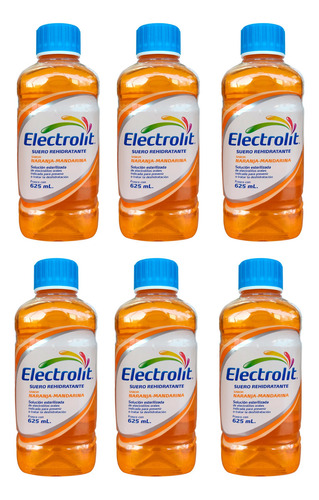 Electrolit Suero Rehidratante Sabor Naranja Mandarina 6pz