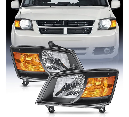 Par De Faros Dodge Caravan 2008 2009 2010 F/negro Izq Y Der