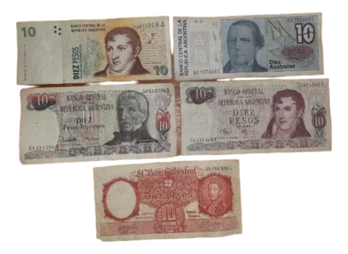 10 Pesos Con Leyenda De Curso Legal+4 De 10$ Distintas Epoca