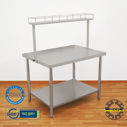 Mesa De Trabajo Barandal 110x80x86cm 100% Acero Inoxidable
