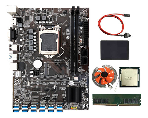 Placa Base Minera B250c Btc Con Cpu G3900+ssd+8g Ddr4