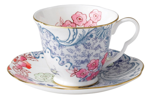 Wedgwood Harlequin Mariposa Bloom Taza Y Platillo, Color Azu