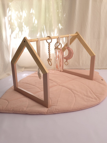 Gimnasio De Madera Montessori Artesanal Para Bebe Rosa Viejo