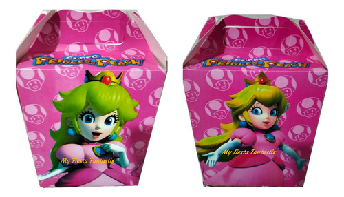 Party Princesa Peach Mario Set 50 Dulceros Cajitas Bolo Feli