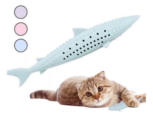Juguete Para Gatos Forma De Tiburón Rellenable Color Azul **