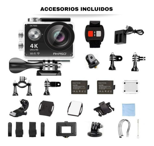Camara Accion Akaso Ek7000 4k30fps Ultra Hd 28 Accesorios Color Negro