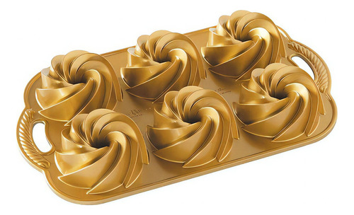 Molde Para 6 Pastelitos Bundtlette Nordicware Color Dorado
