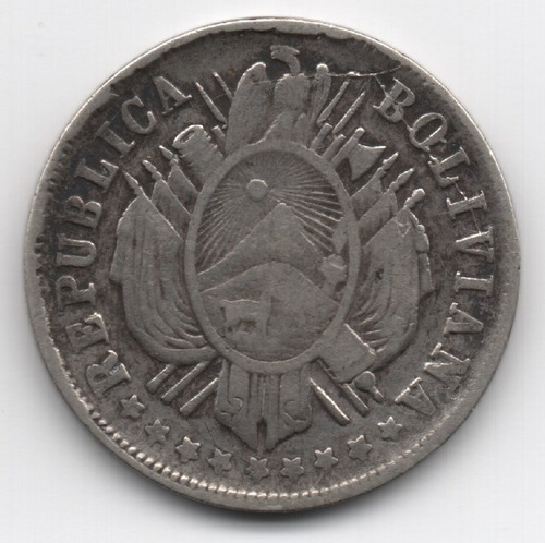 Bolivia - 20 Centavos 1880 Pts Fe - Km 159.1 (ref 030)