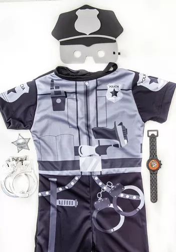 Conjunto Fantasia Infantil Policial em Poliéster + Brinde