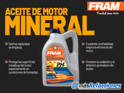 Caja Aceite Mineral Fram 25w50 Api Sl 12pzas De 946ml