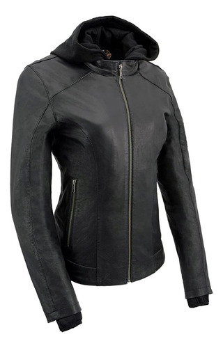 Milwaukee Leather Mll2546 Chaqueta De Cuero Púrpura Con Capu