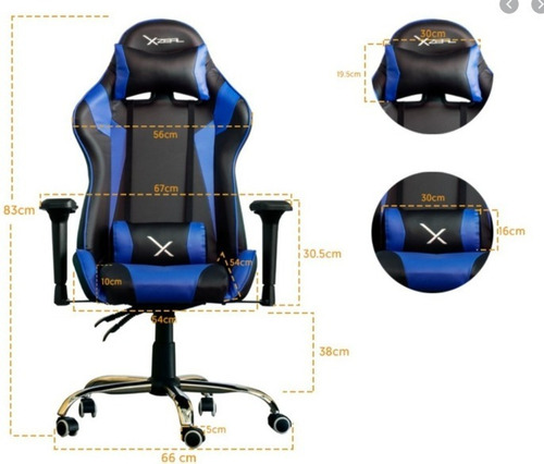 Imagen 7 de 7 de Silla de escritorio Xzeal XZ25 gamer ergonómica negra con tapizado de tela