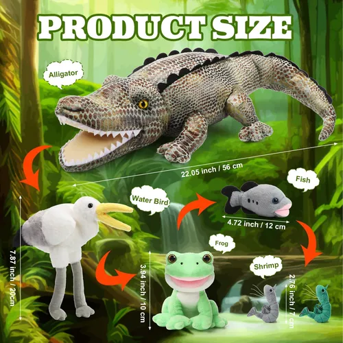 Leyndo 6 En 1 Juego De Juguetes De Peluche De Cocodrilo, Ani