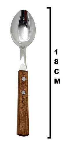 Imagen 5 de 10 de Cucharas Mango Madera Acero Inoxidable Set X3 Cubiertos