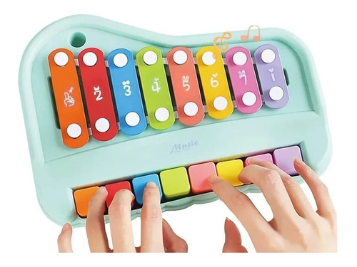 Xilófono Piano Juguete Niños Notas Musicales Aprendizaje Color Azul claro