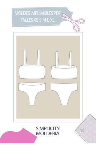 Molde Digital Para Bikini Strapless - Pack X5 Talles