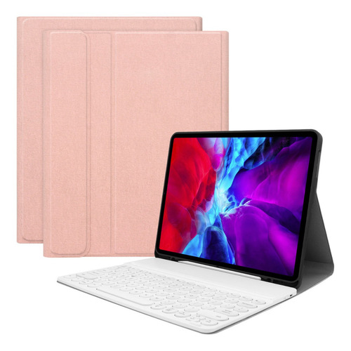 Capa Teclado Bluethooth C/slot De Caneta iPad Air4 Air5 10.9 Cor Rose