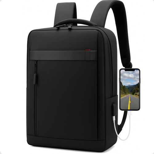 Mochila TheVisionaries Notebook Até 15.6 Executiva Premium Compartimento Conector Usb Integrado Reforçada Resistente Grande Unissex Masculina Feminina Trabalho Escola Faculdade Escritório