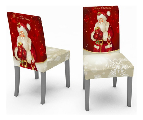 Navidad, 4 Fundas For Sillas Con Estampado De Papá Noel