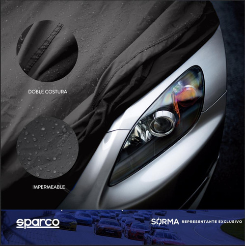 Imagen 3 de 10 de Funda Cubre Auto Resistente Sparco Poliester + Pvc