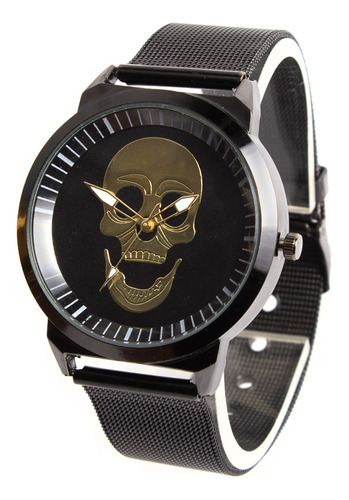 Reloj De Hombre Calavera, Malla Metálica, Oferta Exclusiva!!