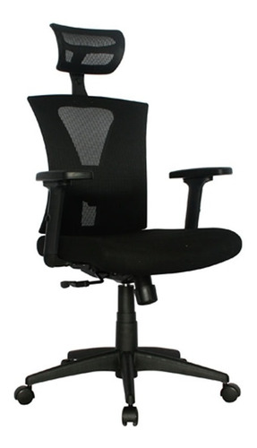 Silla Oficina Con Cabecero Brazos Graduables - Color Negro