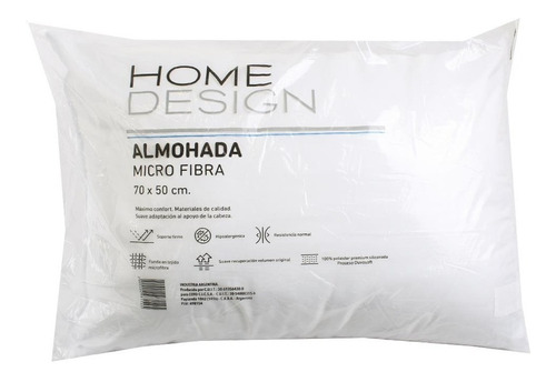 Almohada Micro Fibra 70 X 50 Cm Poliester Hipoalergenica